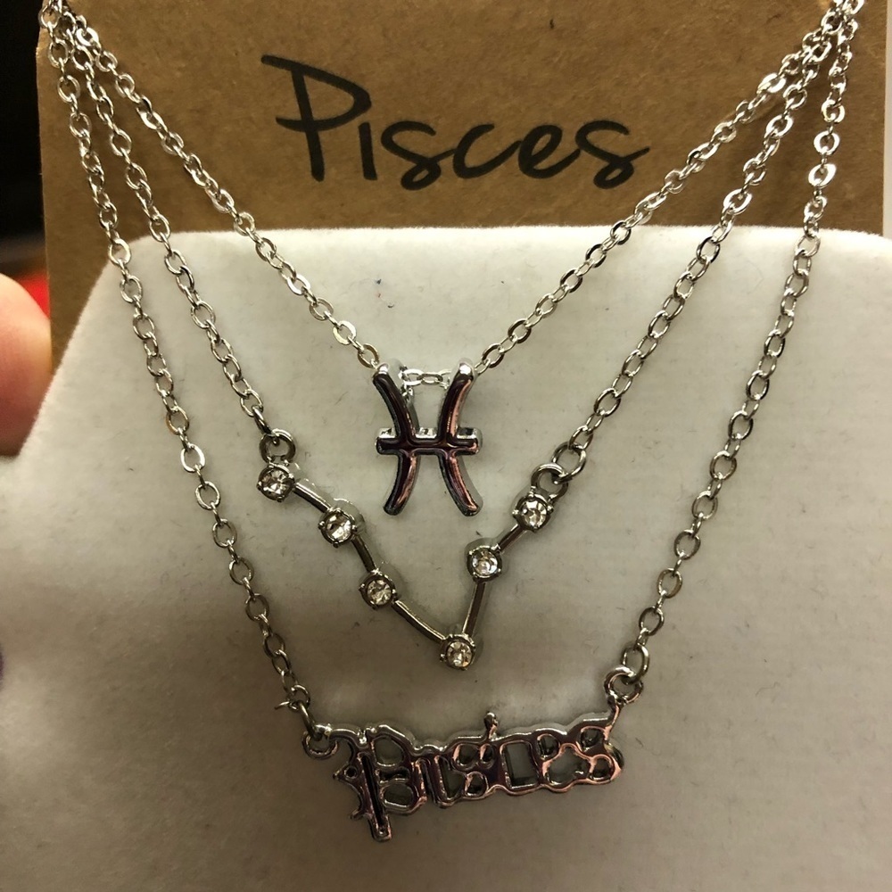 Zodiac Picces 3 Silvertone Necklaces